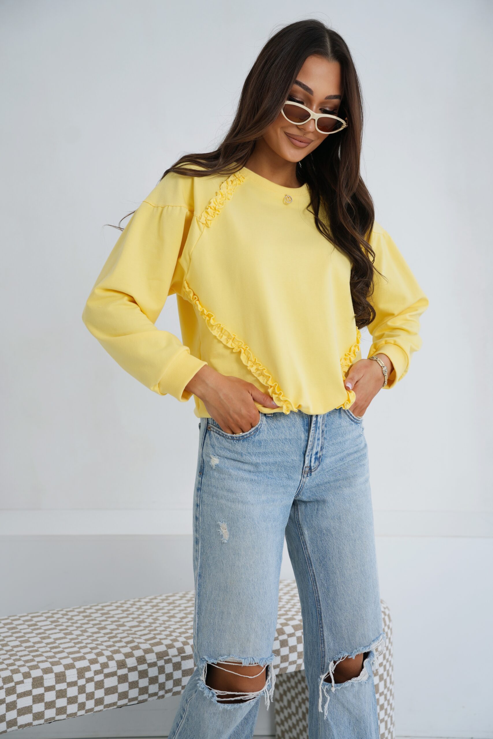 Bluza z marszczeniem żółta